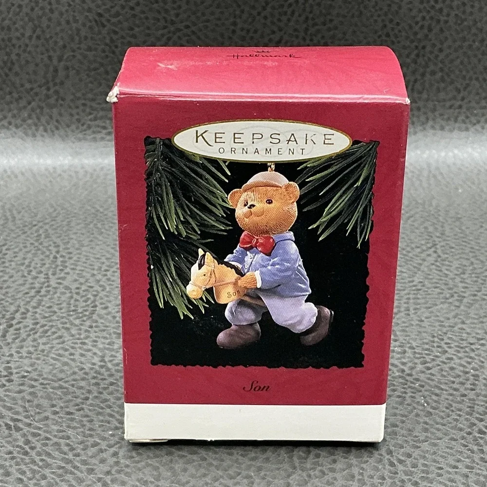 Vintage 1996 Hallmark Keepsake Son Bear Christmas Tree Ornament Brown W Box